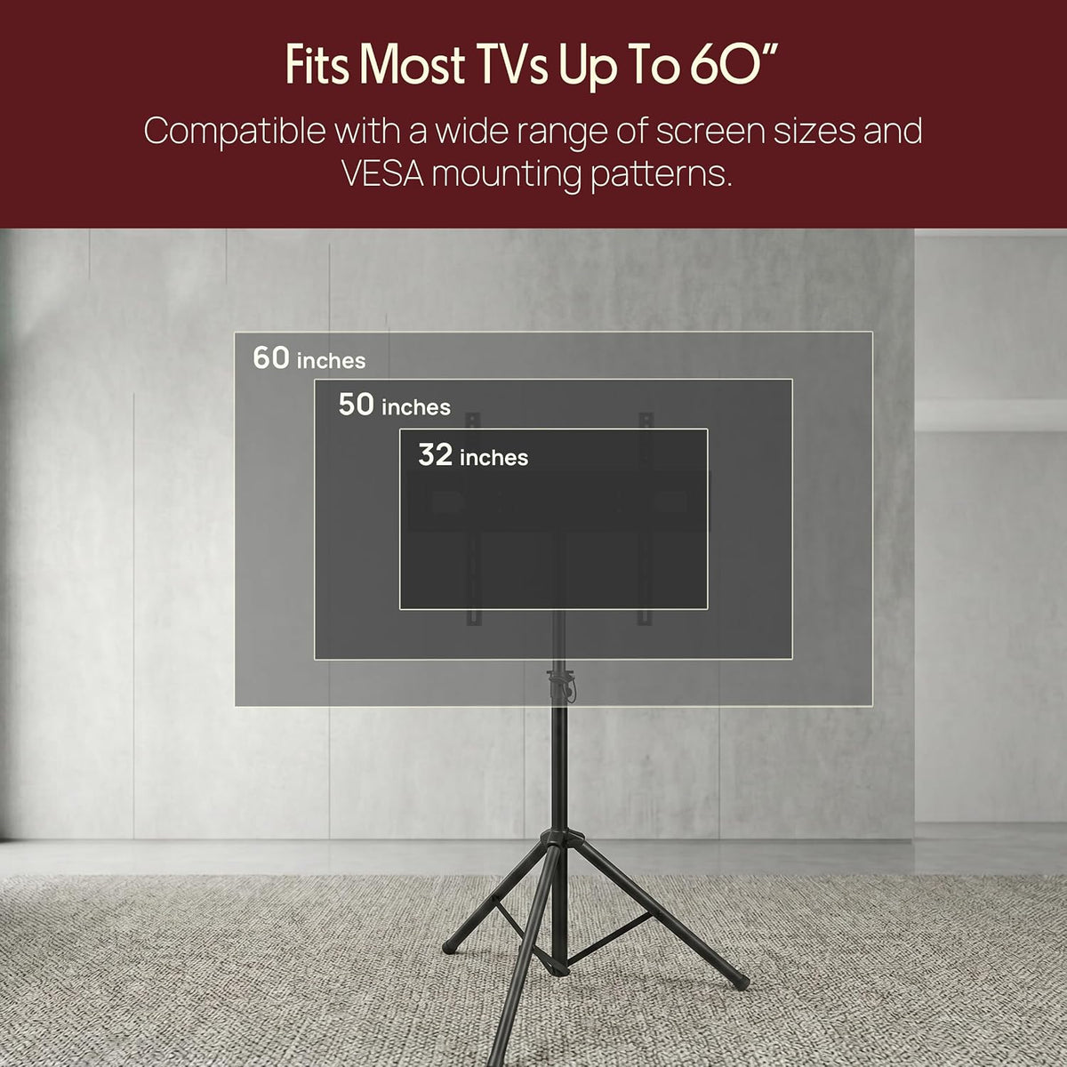 Pyle Portable Tripod TV Stand with Mount (32–60" Flat Screens, Steel) - Image 5