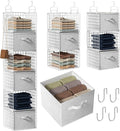 Closet Hanging Organizer with Drawers, 6 Tier Metal Closet Organizers and Storage with 4 Hanging Hooks 4 S-Hooks for Wardrobe Laundry Room, Wire Storage Shelf for Clothes Sweaters Pants (White) by Orapoke