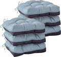 IASEAHK Chair Cushions for Dining Chairs, Seat Cushions for Kitchen Chairs, Indoor Seat Cushions with Ties, Tufted Foam Chair Pads, Non Slip Chair Cushions Set of 6, 15.5" x 15.5" x 4", Light Blue by IASEAHK