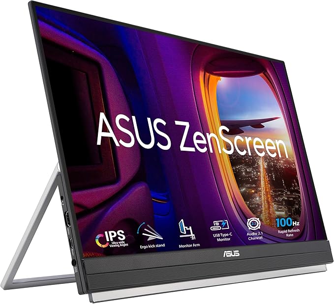 ASUS ZenScreen MB229CF 22 Inch 1080p 100Hz, USB-C Portable Monitor | USB-C 60W, C-clamp Arm, Speakers, Partition Hook, Kickstand, IPS, Subwoofer, Carrying Handle ,Display for MacBook and PC by Unknown