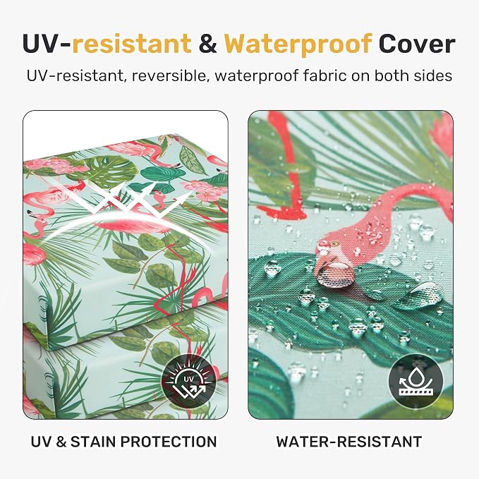 Outdoor Chair Cushions, Set of 4, 24"*24"*4", Water Resistant, Flamingos - Image 3
