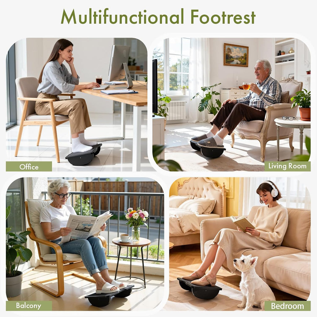 Ergonomic Wooden Foot Rest for Under Desk at Work (Black) - Image 7
