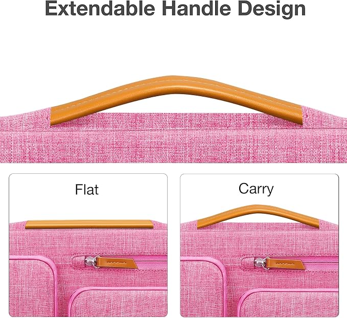 MOSISO 360 Protective Laptop Case 15 inch, 15 inch Laptop Sleeve | Compatible with MacBook Air M5 M4 M3 M2 2026-2023, Dell XPS Plus, Side Open Carrying Case with 4 Zipper Pockets, Rose Red - Image 5