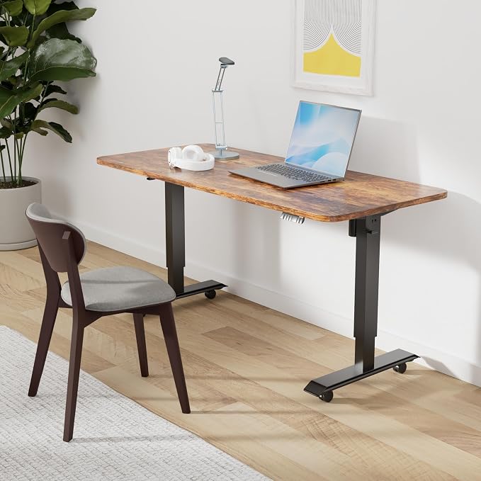 Monomi Electric Standing Desk 55"x24"Height Adjustable Sit Stand Up Desk | Ergonomic Home Office Computer Workstation with 178LBS Load Capacity & Quiet Motor, Two-Piece Desktop, Rustic Brown - Image 2