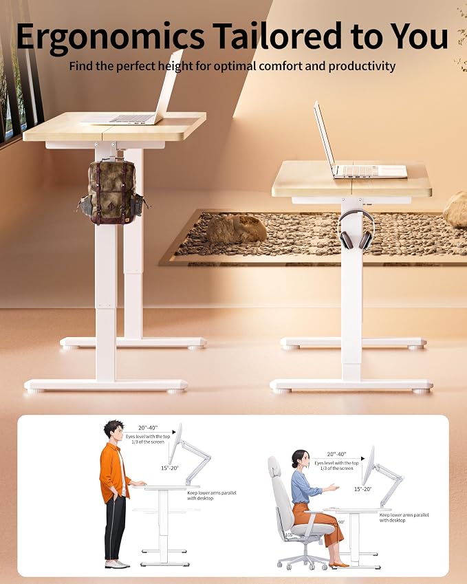 BIZUM Standing Desk Electric Adjustable Computer Desk-Stand up Desk Office Gaming Home Office Memory Desks 48x24 inches Maple - Image 4