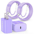 Hzevn 20W USB C Fast Charging for iPhone 17 Air/16/15 Pro Max,3Pack Colorful Mixed Charger Block with Braided Long USB C to C Cables (6/6ft) Compatible with iPhone16/15 Pro/15 Plus/iPad Pro by Hzevn
