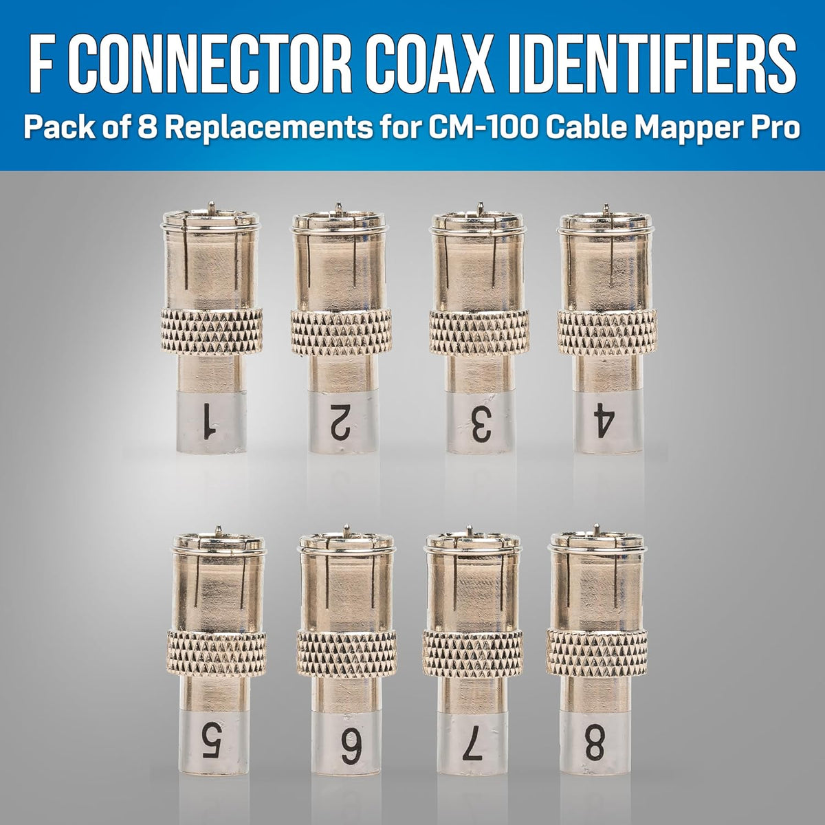 Jonard Tools CM-FC/8 F Connector Coax Cable Identifiers for CM-100, Pack of 8 - Numbered Port Mapping Kit for Coax Cables, Network & Telecom Use - Image 2