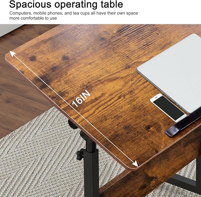 KOUPA Height Adjustable Flip Standing Desk with Wheels,24Inch | Portable Rolling Mobile Desk , 360° Flip Top, Sturdy Steel Frame, for Home Office, Small Spaces,Height 32"-47" Rustic Brown - Image 8
