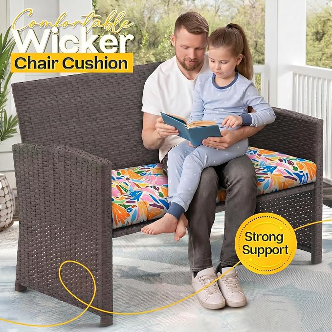 MAGIC ELEPHANT Outdoor Bench Cushion, Memory Foam Loveseat Cushion for Patio Furniture Wicker Chair, Settee Porch Swing Seat Cushion, 44 x 19 Inches (Multicolor Leaves) - Image 7