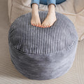 HIGOGOGO Round Stuffed Pouf Ottoman, Corduroy Poufs with Foam Chunk Filling, Furry and Fluffy Pouf Foot Stool Storage Ottoman, 20 X 15 Floor Poufs Foot Rest for Living Room, Dark Grey by HIGOGOGO