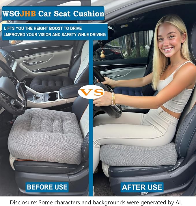 WSGJHB Large Seat Cushion, Extra Thick Booster Seat Cushions Long Sitting | Office Chair Cushion Long Sitting Office Workers, Car Drivers, Relieves Back Pain, Breathable, Anti-Slip, 20x20x6 inchs - Image 5