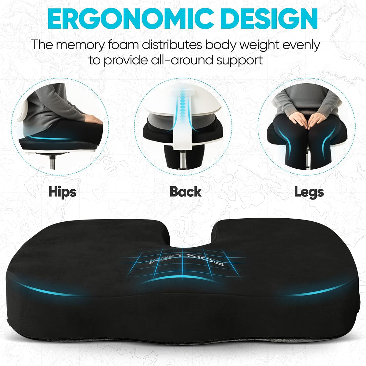 FORTEM Seat Cushion, Office Chair Cushion for Tailbone Sciatica Pain Relief - Image 7