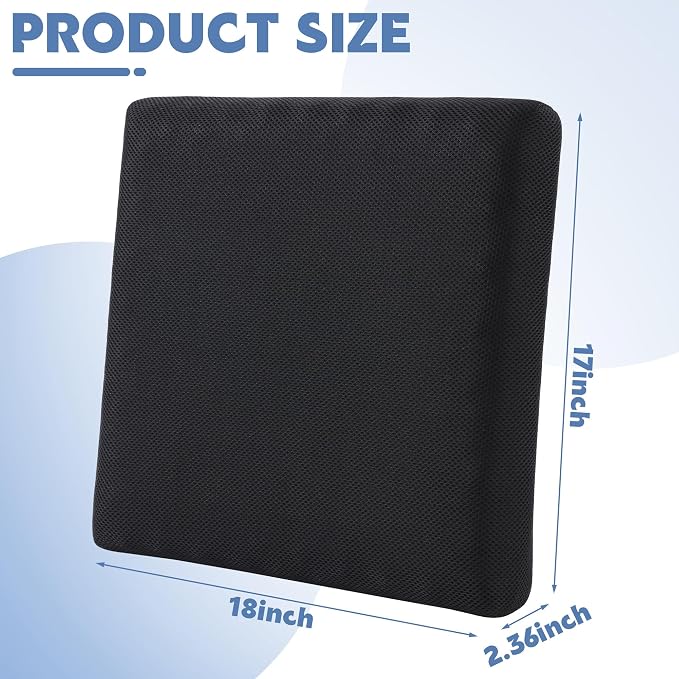 Wheelchair Back Cushion, 18"x17"x2.4" Lumbar Support Pillow for Wheelchair Removable Washable Provide Support Relieve Pain - Image 2