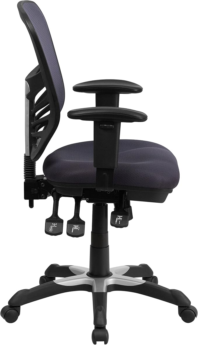 Flash Furniture Mid-Back Dark Gray Mesh Multifunction Executive Swivel Ergonomic Office Chair with Adjustable Arms - Image 6