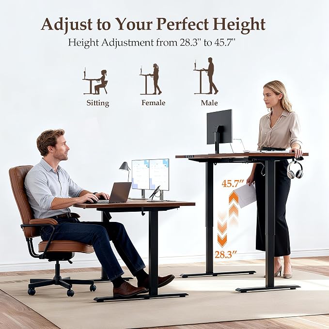 Klicelor L Shaped Standing Desk 63 x 35.4 Inch, Electric Height Adjustable Corner Desk for Home Office Workstation, Ergonomic Sit Stand Computer Table with Memory Controller, Rustic Brown - Image 6