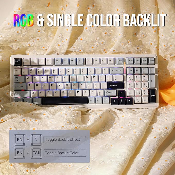 EPOMAKER x Aula F99 Wireless Mechanical Keyboard, Hot Swappable Gasket | Custom Gaming Keyboard with Five-Layer Padding, BT/2.4GHz/USB-C, 8000mAh Battery (White Blue, Graywood V3 Switch) - Image 8