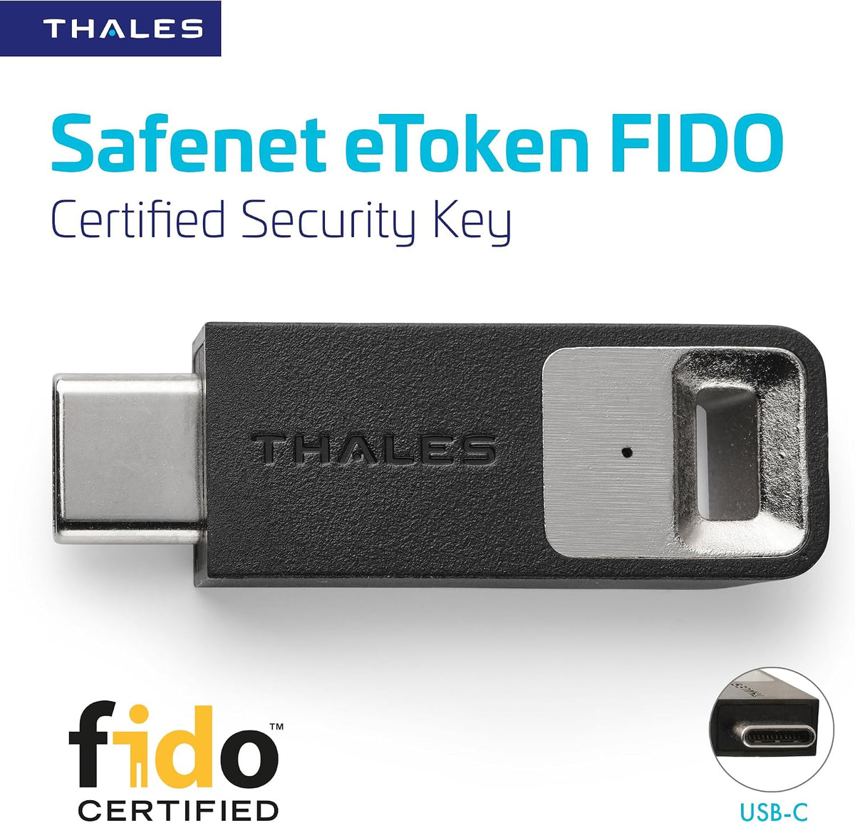 Thales - SafeNet eToken FIDO - FIDO2 Certified Security Key - Passwordless Phishing-Resistant Authentication for Web Apps, Devices & Desktops - USB-C - Pack of 1 - Image 2