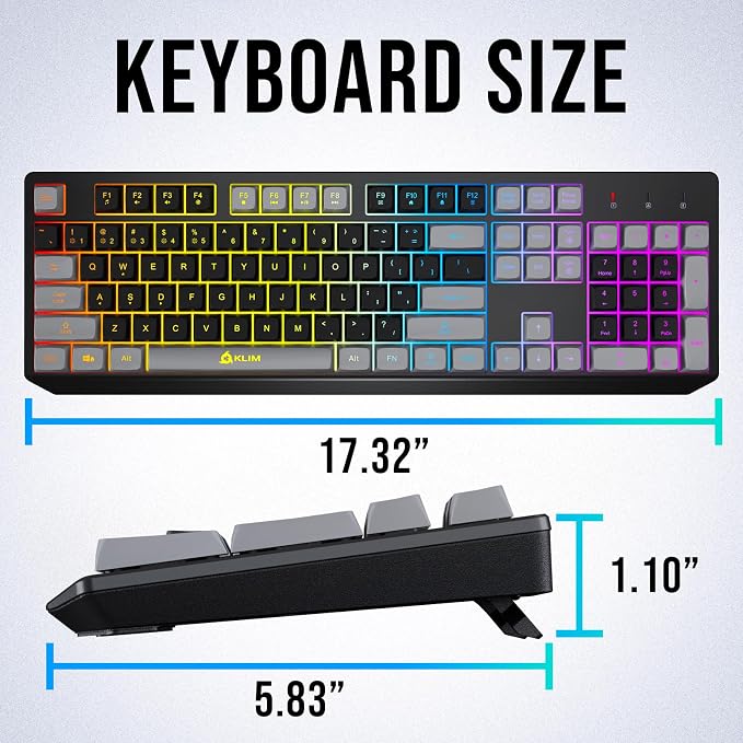 KLIM Chroma Wireless Keyboard – RGB Backlit Gaming, Rechargeable Battery, PC Keyboard, Durable & Water-Resistant, Compatible with PS4, PS5 & Mac - Black - Image 7