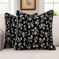 18x18 Chenille Jacquard Throw Pillow Cover, Black Vintage Floral Cushion Case with Piped Edges, Decorative Accent for Sofa, Couch & Bed, 2 Pack by Vfuty