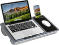 LAPGEAR Home Office Lap Desk with Device Ledge, Mouse Pad, and Phone Holder - Silver Carbon - Fits up to 15.6 Inch Laptops - Style No. 91585 by LapGear