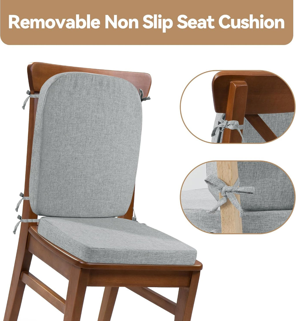 HOMBYS Kitchen Chair Back Cushion & Seat Cushion, Dining Room Chair Cushions,Seat Cushions for Kitchen Chairs,High Density Foam Seat Pad & Backrest,Chair Pads for Dinning Chair with Elastic Bands,grey - Image 6