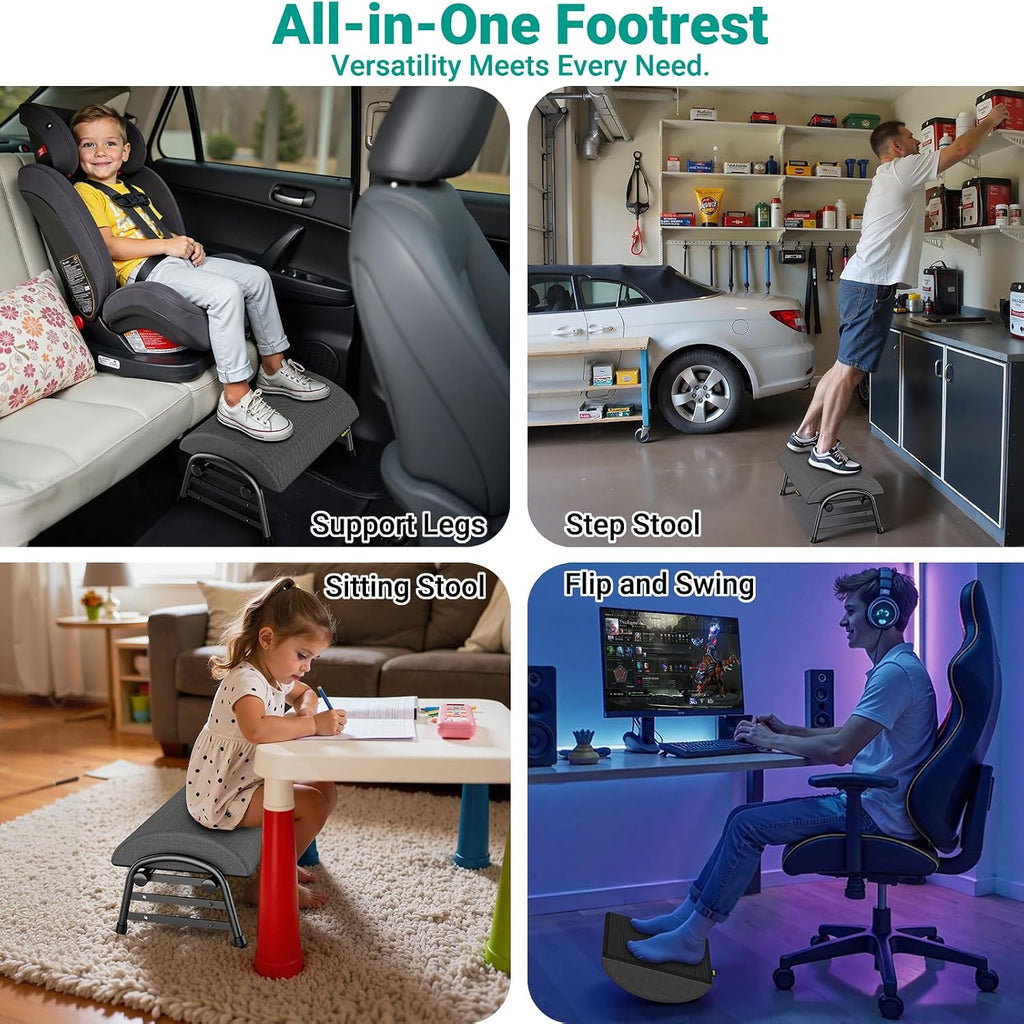 YEASHEIN Adjustable Foot Rest for Under Desk at Work, 6 Positions - Gray - Image 6