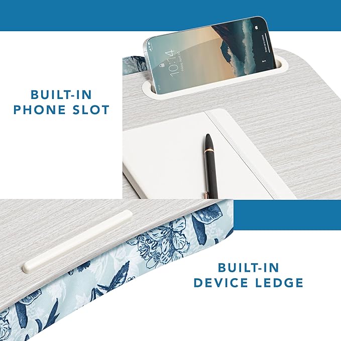 LAPGEAR Designer Lap Desk – Blue Blossoms, Fits 15.6” Laptops - Image 4