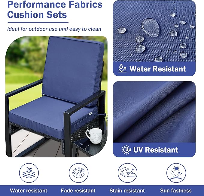 IPYNBAP Outdoor Cushions, Outdoor Chair Cushions 24x24x4 Inch, Cushions for Outdoor Furniture with Removable Cover, Waterproof & Fade Resistant Outdoor Seat Cushions for Patio, Lawn, Navy Blue - Image 4