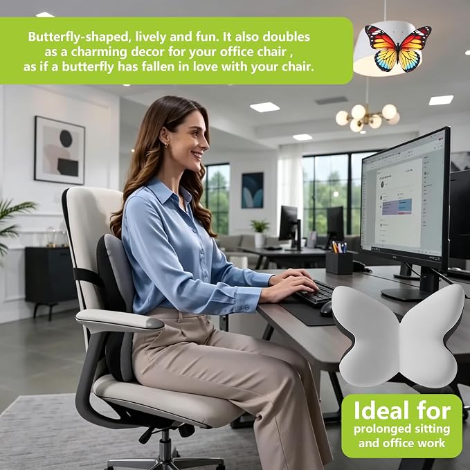 Memory Foam Lumbar Support Pillow,Back Support for Office Chair,Back Pillow for Chair,Ergonomic Lower Back Cushion for Desk Chair,Computer Chair,Gaming Chair and Car Seat,Washable Cover(Gray) - Image 6