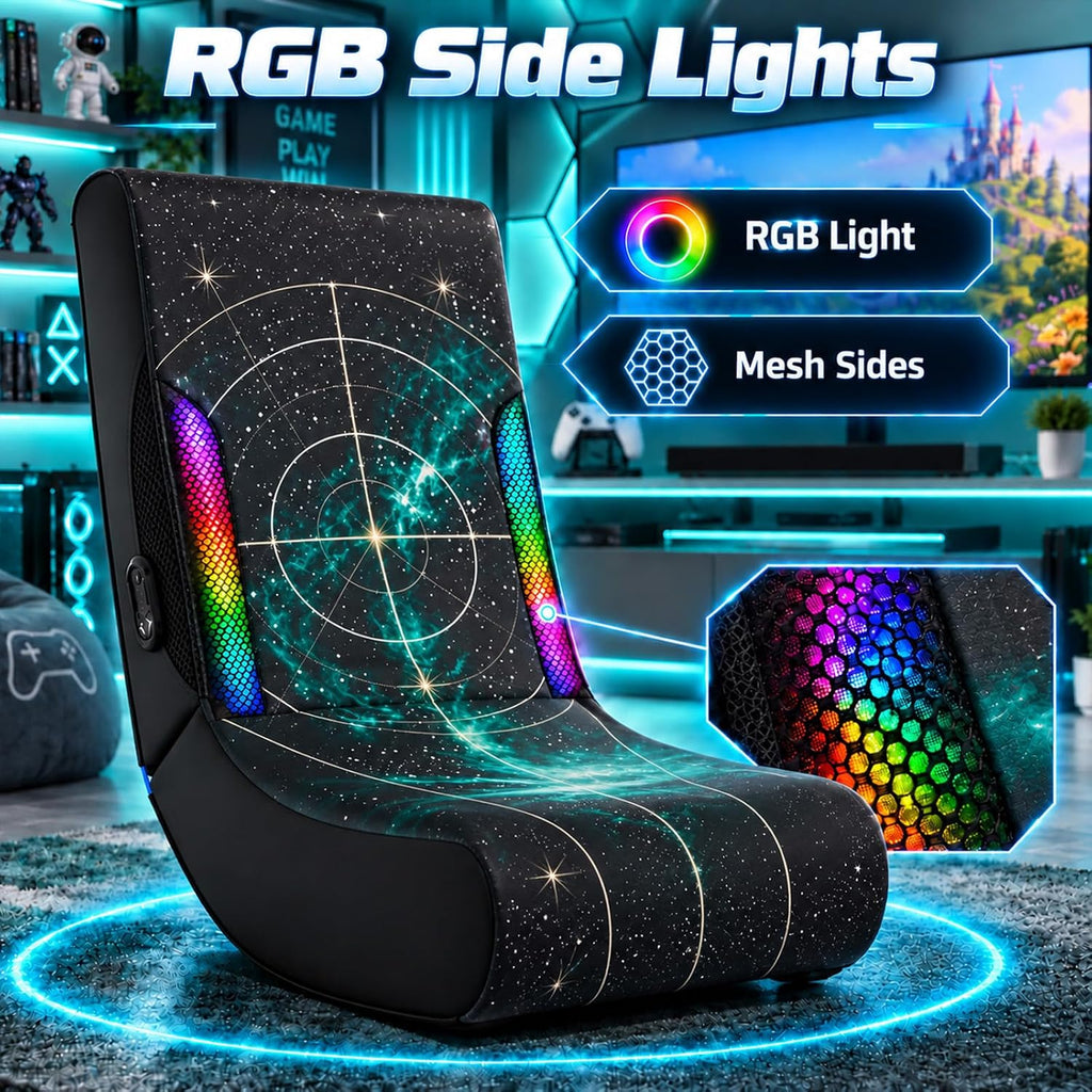 Foldable Floor Gaming Chair Rocker for Adults | Kids, LED Lights - Image 5