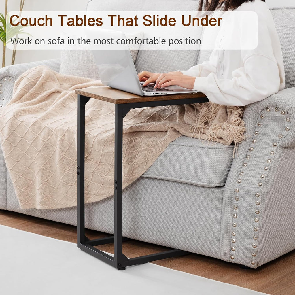 AMHANCIBLE C Shaped End Table Set of 2, Couch Side Table that Slide Under - Image 4