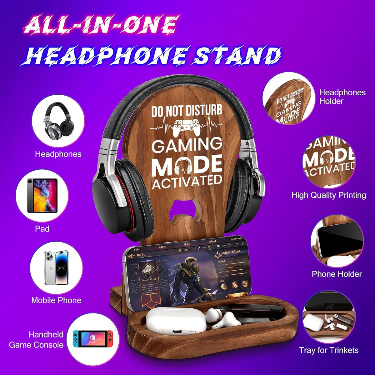 Gamer Gifts for Gamer Lovers Teenage Boys Men - Gaming Headphone Stand - Image 3