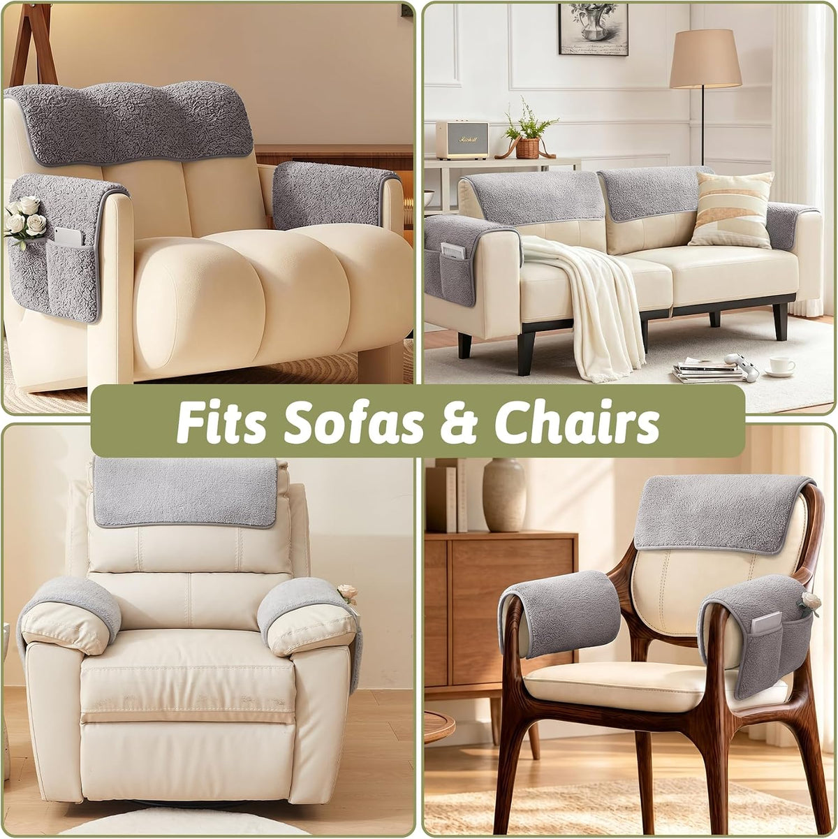 Universal Sherpa Recliner & Armchair Covers with Pockets - Image 7
