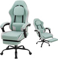 Gaming Chair for Adults, Fabric Gaming Chair with Footrest and Pocket Spring Cushion, Ergonomic Gamer Chair with Lumbar Support, Reclining Computer Gaming Chair with High Back, Light Green by DL-win