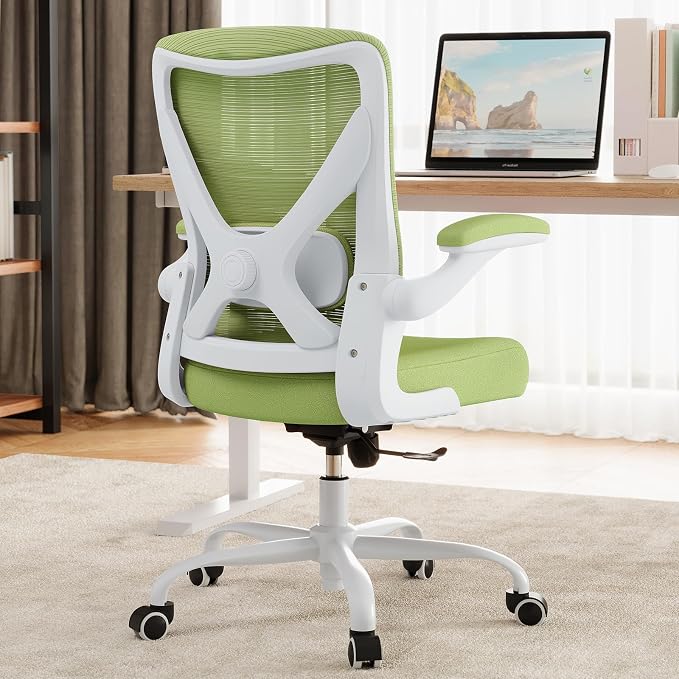 Office Chair: Mesh Ergonomic Desk Chair with 3D Lumbar & Swivel | 330LBS Computer Chair-Executive Task Work Chairs with Flip-up Arms Home Office Desk Chairs Gaming Chair for Long Hours(Green) by Ergalithic