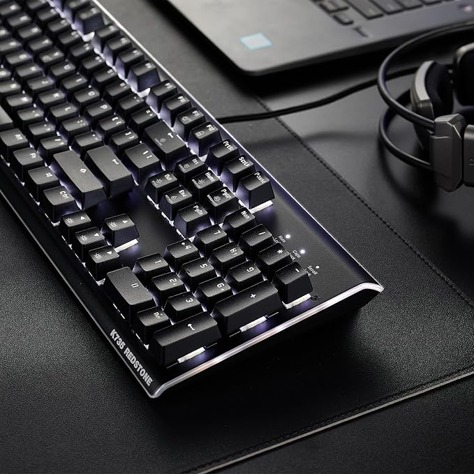 Hexgears GK735 Mechanical Gaming Keyboard Kailh Box White Switch 104 Keys ABS Keycaps Wired Gaming Keyboard with White LED Backlight, Ergonomic Design for Windows Laptop PC Mac (No Light Strip) - Image 4