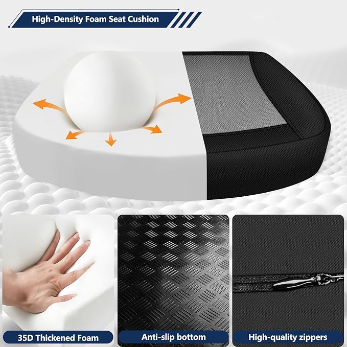 Seat Cushion,Lumbar Support Pillow for Office Chair,Ergonomic Memory Foam Back Support Pillow, High Density Foam Chair Cushion for Sciatica Pain Relief Coccyx Pad for Chair,Car,Desk,Grey - Image 5