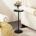 COVLON Drink Table Set of 2, Small Round Pedestal Side Table with Carved Top for Living Room, Bedroom, Small Space, Corners and Office, Black by COVLON