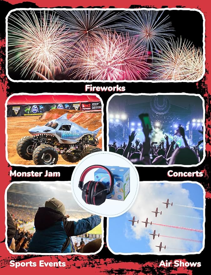 iClever EM01 Noise Cancelling Headphones for Kids Adults, SNR 29dB EarMuffs | Noise Reduction Ear Muffs for Autism Sensory Concentration Aid Ear Hearing Protection for Fireworks Event Monster Jam Concert - Image 5