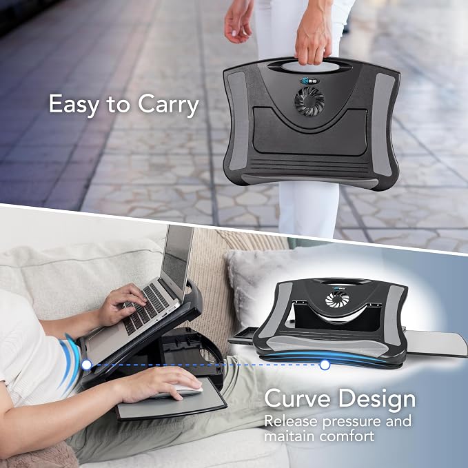 EHO Portable Lap Desk with Cushion, Detachable Mouse Pad Tray and Phone Holder, Adjustable Laptop Stand with 5 Angles, for Home, Office, Sofa, Bed - Image 7