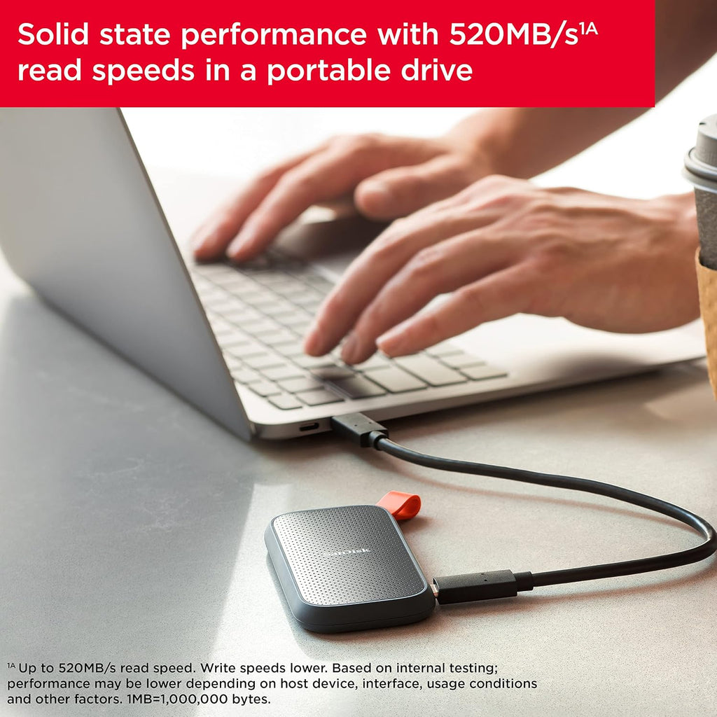 SanDisk 2TB Portable SSD - Up to 520MB/s, USB-C, USB 3.2 Gen 2 - SDSSDE30-2T00-G25,Solid State Drive - Image 4