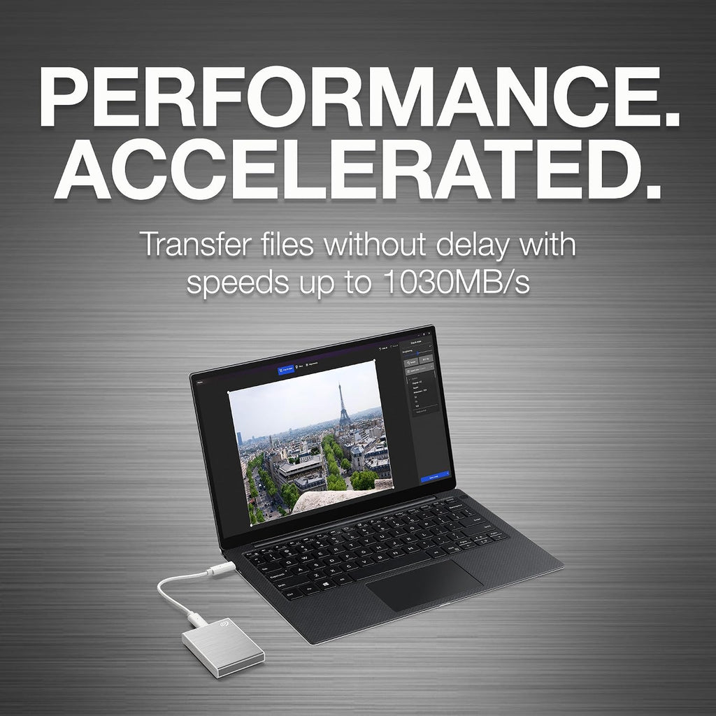 Seagate One Touch SSD 2TB External SSD Portable – Silver, speeds up to 1030MB/s, 6mo Mylio Photo+ subscription, 6mo Dropbox Backup Plan​ and Rescue Services (STKG2000401) - Image 2