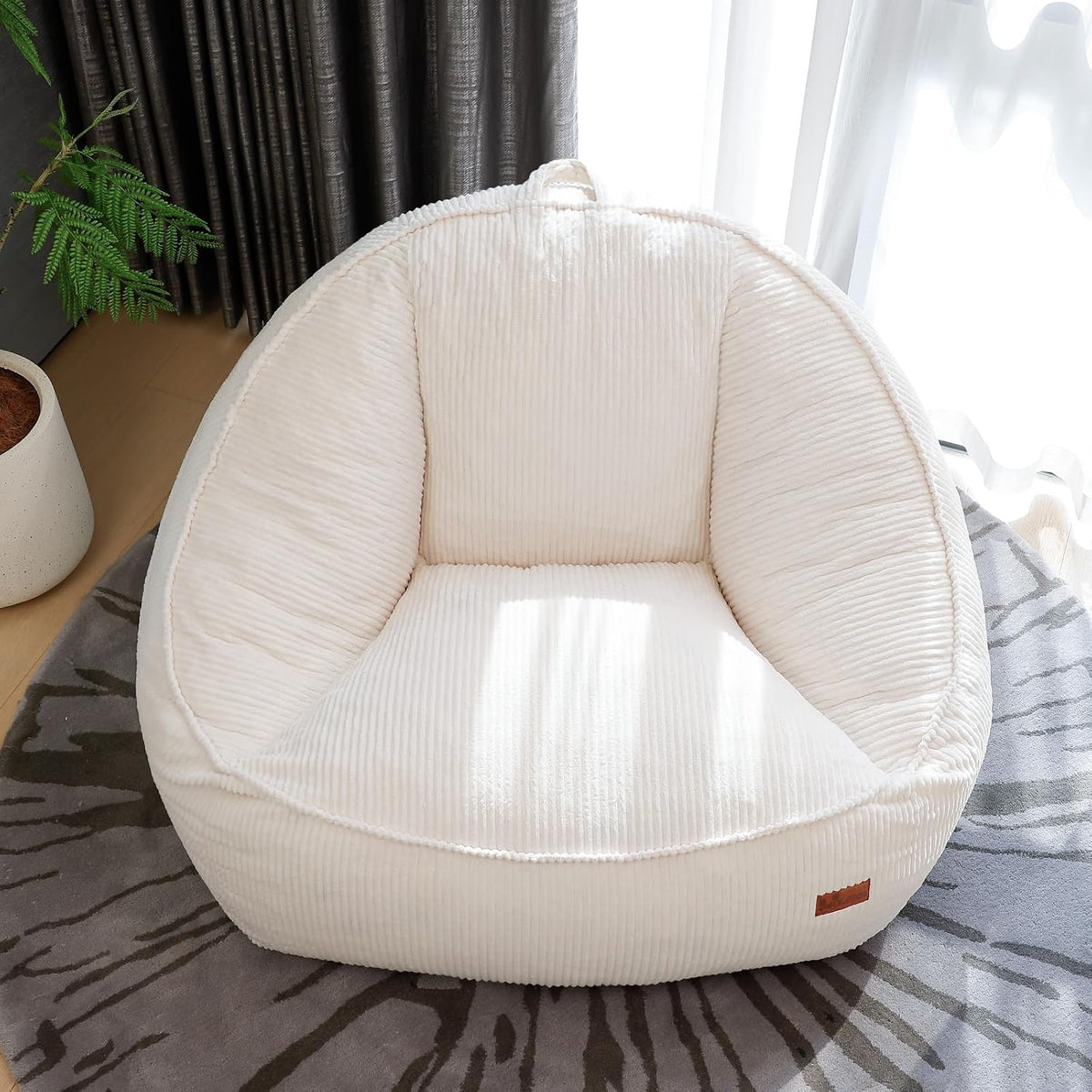 Giant Bean Bag Chair for Adults, Teens and Kids, Cozy Fluffy Corduroy Beanbag Chair with Filler, Large Floor Lounge Sofa for Living Room, Bedroom, Dorm, Gaming and Reading(L-Eggshell) - Image 7