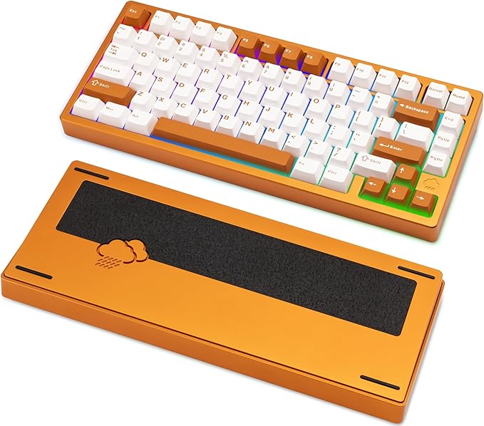 KEEBMONKEY WOBKEY Rainy 75 Aluminum HMX/JWK Switches Mechanical Keyboard with Superior Acoustics, Wired, BT, 2.4G Wireless Connectivity (Pro Orange(Stainless Steel Weight)) by KEEBMONKEY