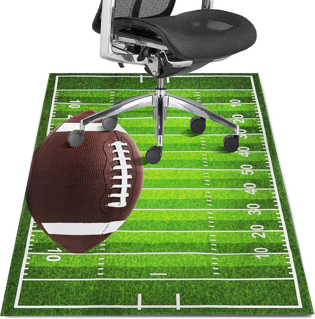 Gaming Chair Mat for Hardwood Floor 36"X 48" Heavy Duty Office Desk Chair Rug for Under Game Rolling Chairs Computer Decor Protect Mats Low Pile Non-Slip Rubber for Carpet & Tile Floor-Football by Wruzbxcn