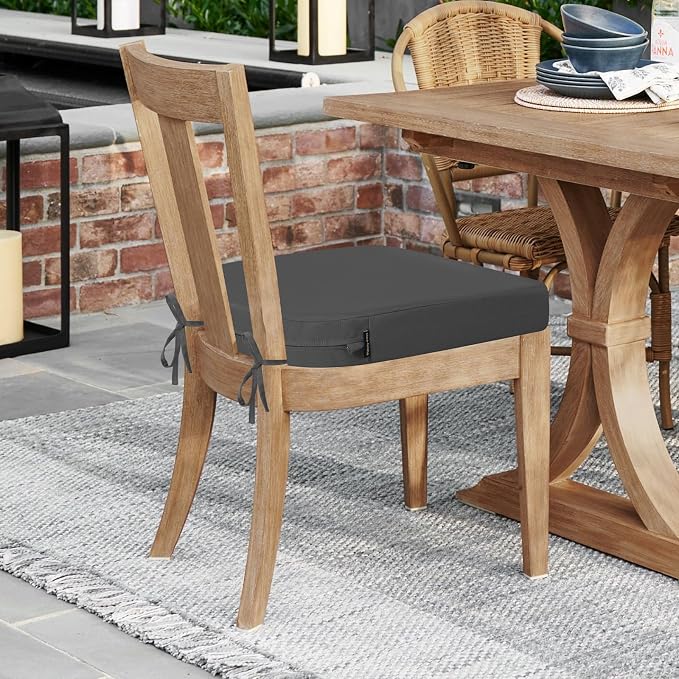 idee-home Outdoor Chair Cushions Set of 4, 19 x 19 Outdoor Seat Cushions | Patio Chair Cushions for Outdoor Furniture Waterproof with Ties, Outdoor Seat Cushion, Patio Chair Pads Dining Chair - Image 6