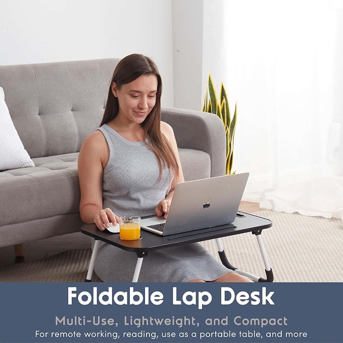Laptop Bed Tray Table, Adjustable Laptop Stand, Portable Lap Desks with Foldable Legs, Reading Desk for Sofa Couch Floor - Large - Image 2