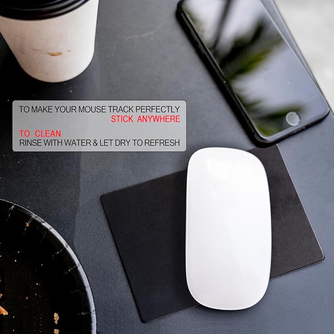 Mouse Pad Adhesive Bottom - Sticks to Any Surface - Portable - Webcam Covers and Screen Cleaner Included (Blank Black) - Image 6
