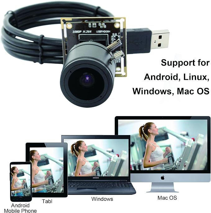 ELP Sony IMX323 Sensor Low Light Mini USB Camera Module with Microphone Manual Zoom 2.8-12mm Lens H.264 0.01LUX UVC USB2.0 Video Webcam Board Home Surveillance PC Camera for Laptop - Image 5