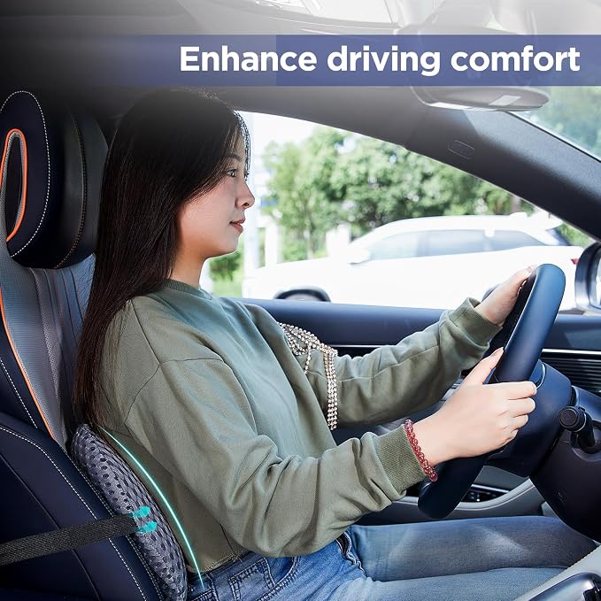 Lumbar Support Pillow for Office Chair, Memory Foam Car Back Cushion | Lumbar Pillow Lower Back with 4d Mesh Cover Adjustable Straps, Ergonomic Chair Back Pillow for Office, Car, Gaming Chairs - Image 4